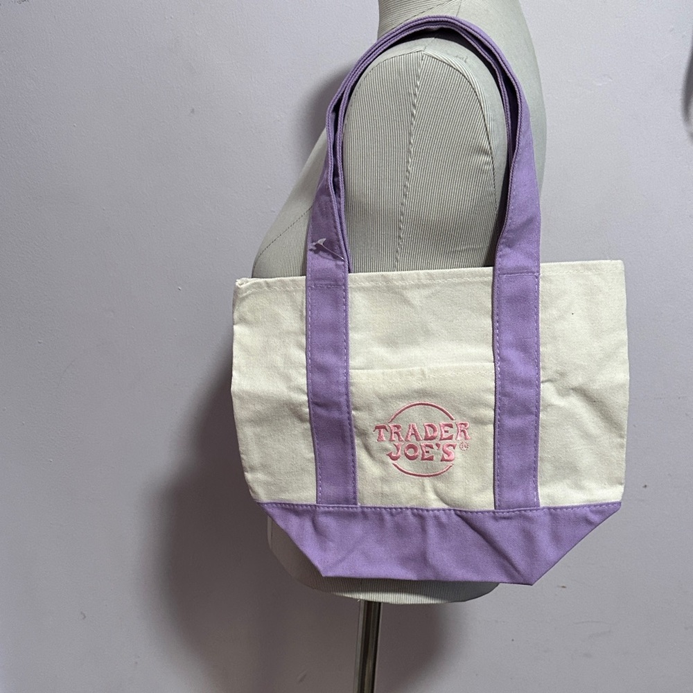 Purple and Cream Canvas Tote Bag